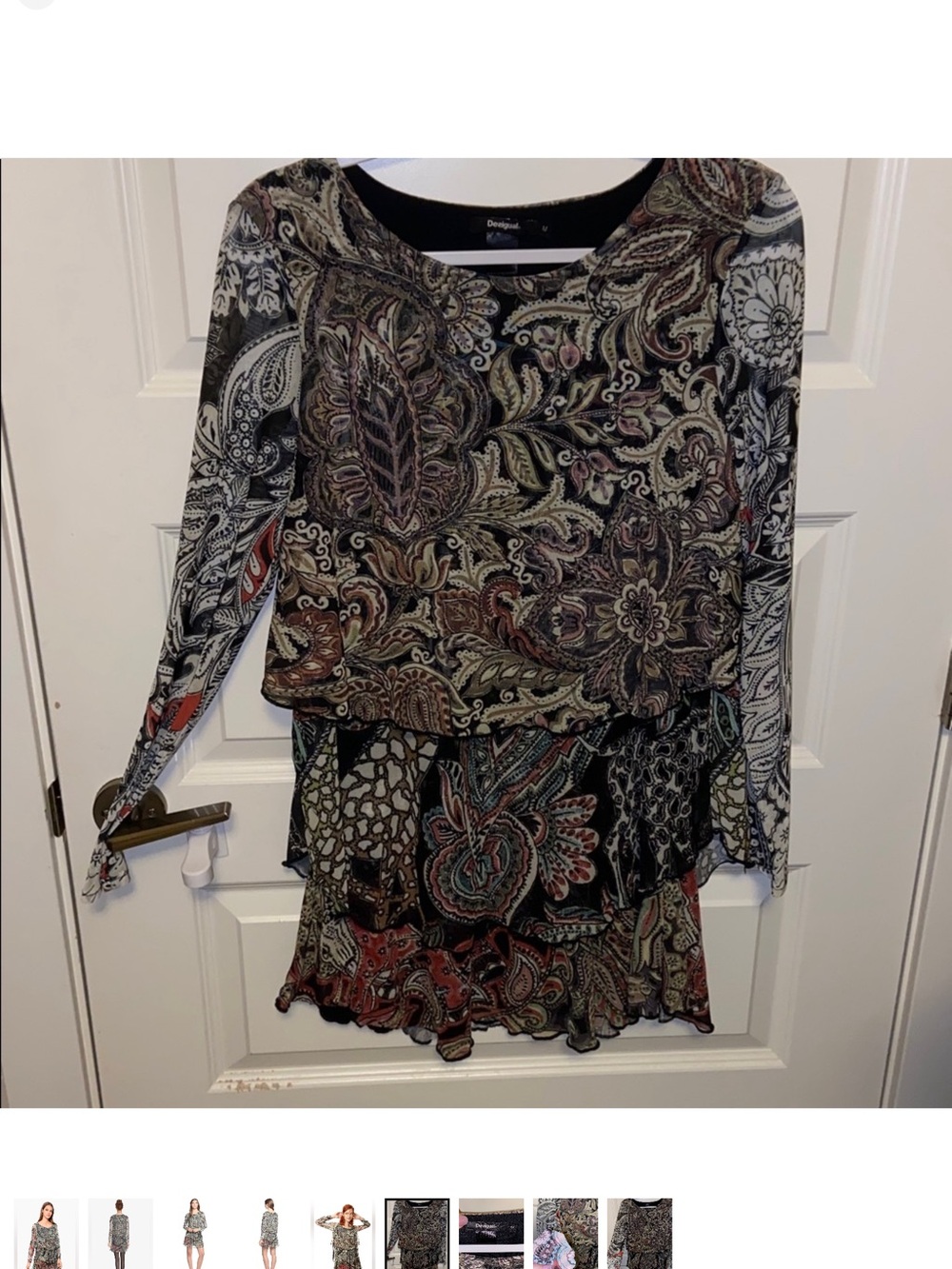 Desigual Multicolored Paisley Layered Long-Sleeve Mini Dress